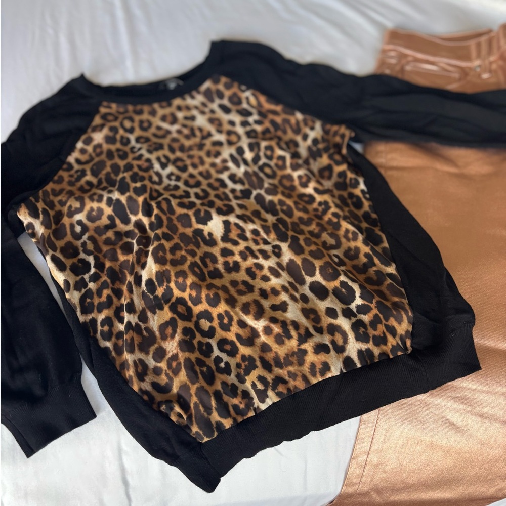 Express Animal Print Sweater with Black Accents